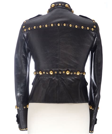 gucci leather studs jacket|gucci leather jacket price.